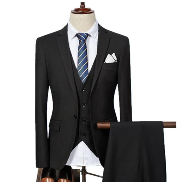 

men's suits & blazers jacket pant vest / nice men business three piece sets male wedding dress suit coat trousers waistcoat, White;black