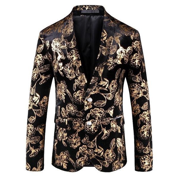 

men's suits & blazers men slim fashion gold print suit jacket stage costume singer host musician dancer nightclub party business casual, White;black