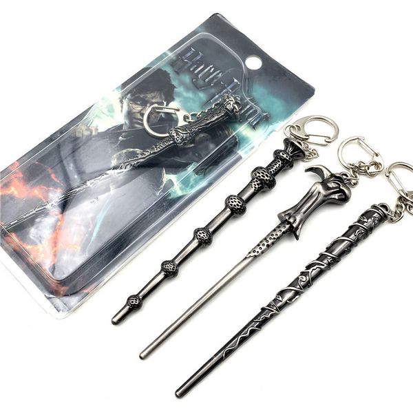 

key chain harry potter wand hermione dumbledore voldemort pendant, Silver