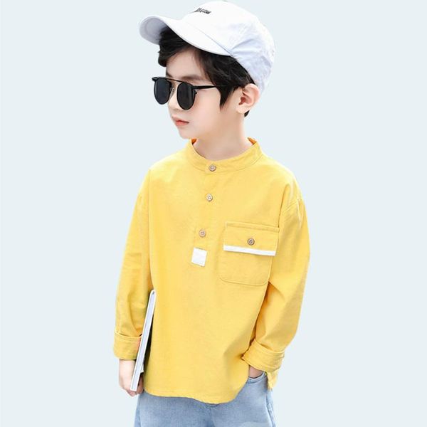 

shirts blouses for boys solid boy patch pocket kids shirt spring children's clothing 6 8 10 12 14 year, White;black