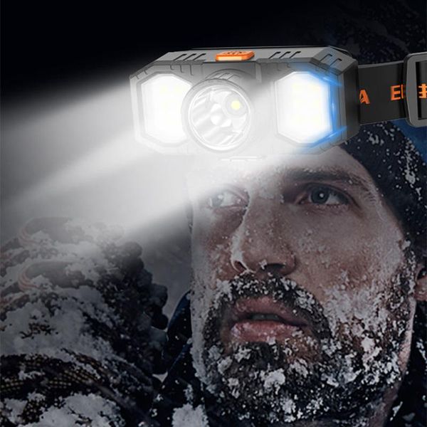 

headlamps d2 with built-in 18650 battery usb rechargeable mini lantern cob led headlamp camping headlight fishing light torch