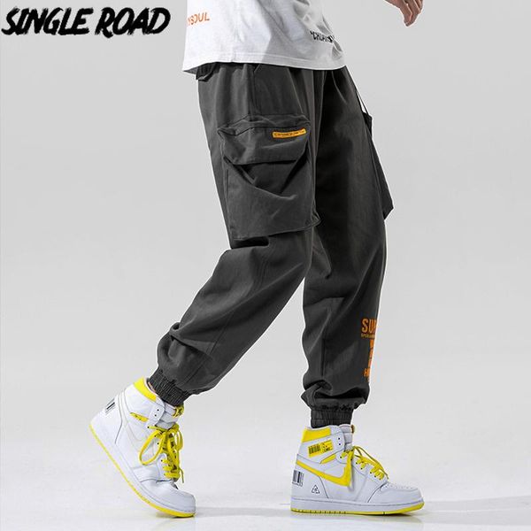 

men's pants single mens cargo men 2021 spring multi pockets baggy joggers hip hop japanese streetwear male trousers for, Black