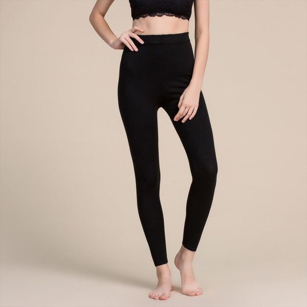 

80% silk 15% wool women legging 5% nylon knit stretchy full length warm sweater thermal leggings xs367, Black