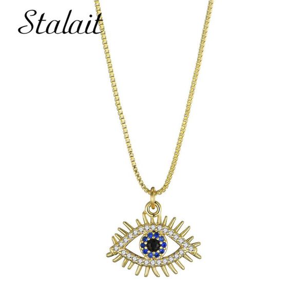 

pendant necklaces brand gold crystal evil eye jewelry for women cubic zirconia copper initial necklace aesthetic accessories, Silver
