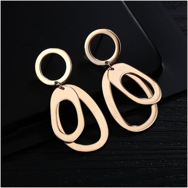 

dangle & chandelier long gold earrings female fashion jewelry women accessories round irregular typed big pendant for brincos 2021, Silver