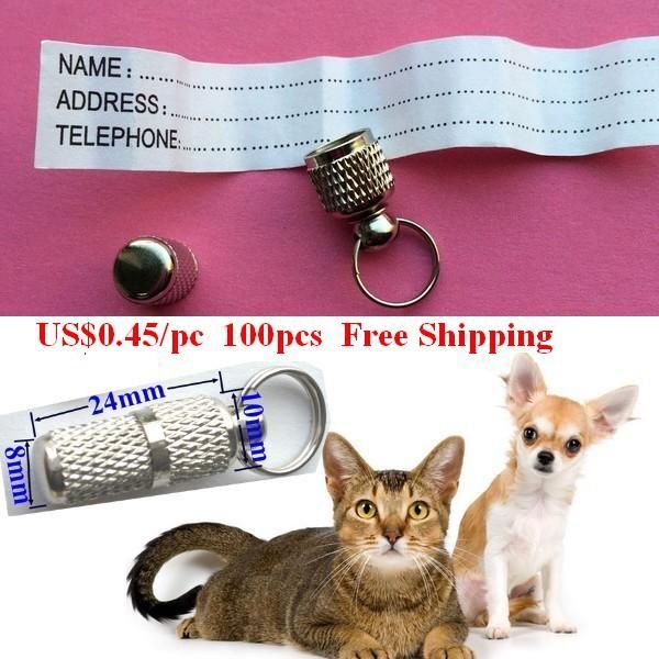 

dog apparel 100pcs pet safety tag pendant pets i.d address barrel - cat or identity tube name lable collar