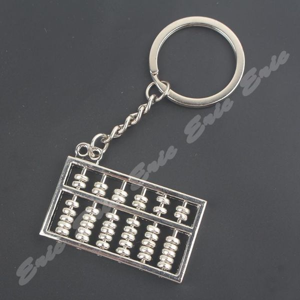 

keychains abacus 6/8 file silver tone creative zinc alloy key bag chain gift ring maths mathematics mini calculator