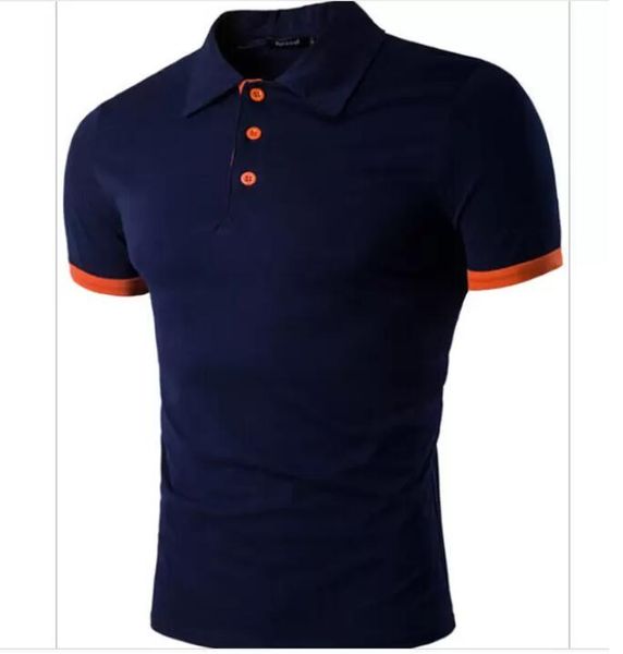 

business polo men's personalized patchwork color cotton short sleeve t-shirt summer short size m-2xl, White;black