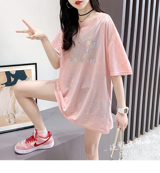 

sweet change color print women t-shirts fashion loose plus size short sleeve 2021 summer casual o-neck style tees women's t-shirt, White