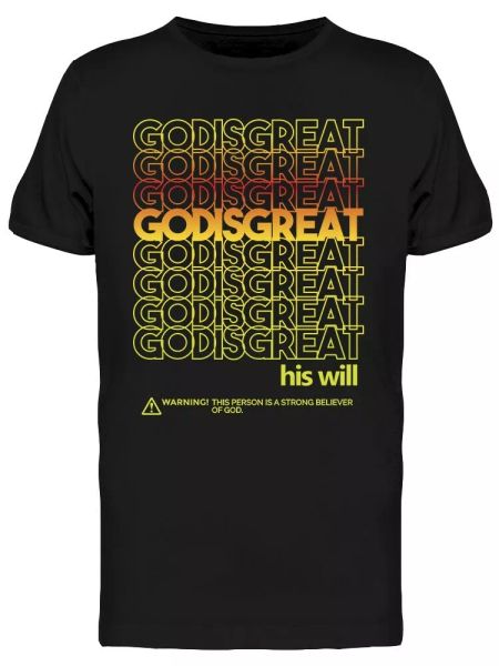 

god is great christian graphic tee men's -image by shutterstock, White;black