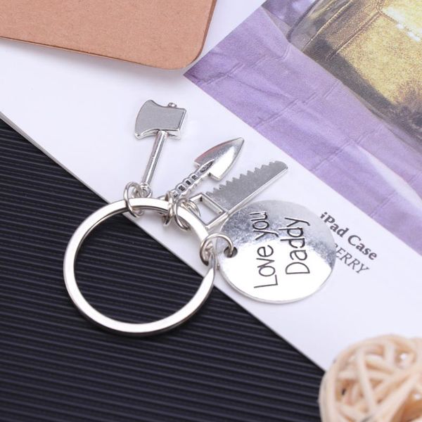 

trendy keyring hand tools keychain love you daddy letter gift for fathers' day party favor