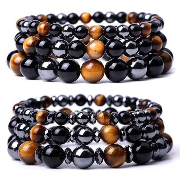 

link, chain women natural beaded bracelet lava stone chakra adjustable woven rope yoga couple bracelets bangles men jewelry, Black