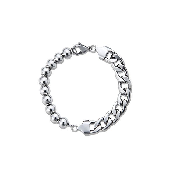 

2021 original cuban stitching steel ball chain bracelet men and women hip hop personality simple korean student hand jewelry trend, Black