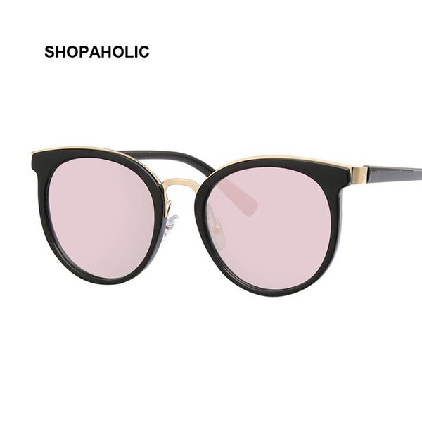 

vintage fashion cat eye sunglasses women metal new retro designer mirror pink sun glasses female shades oculos, White;black