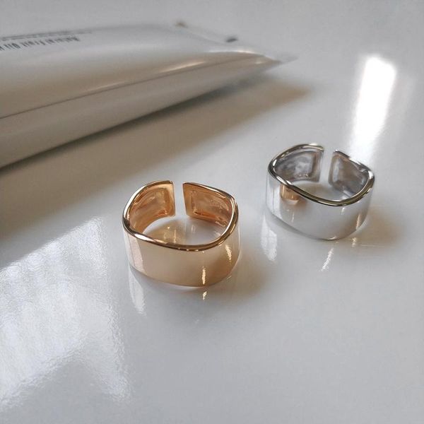 

cluster rings suniangon 925 sterling silver ring wide wave openwork champagne gold for women elegant fine jewelry wedding niche, Golden;silver