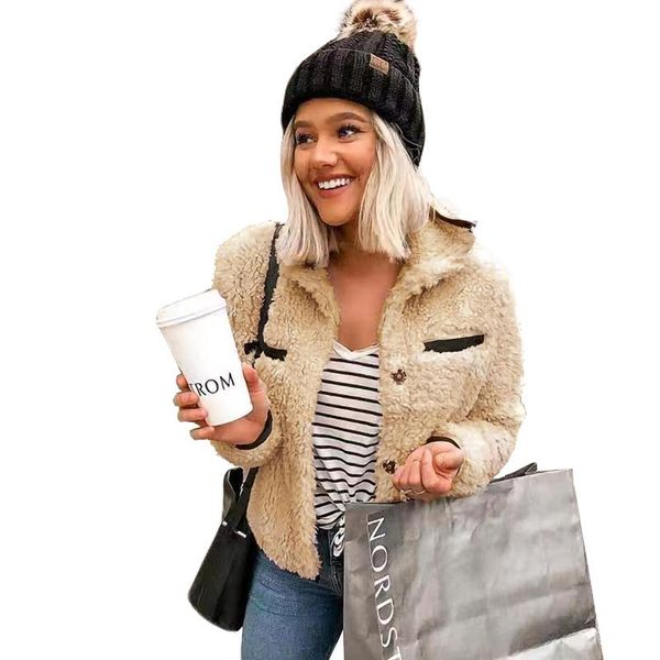 

women's wool & blends 2021 winter woollen sweater clothing leather decorative fur emoda out wear keep warm general set coat, Black