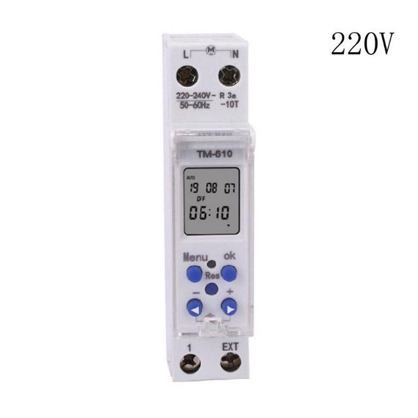 

timers tm610 220v/110v timer switch 18mm single module din rail lcd digital 7 days 24 hours programmable output power 16a drop ship