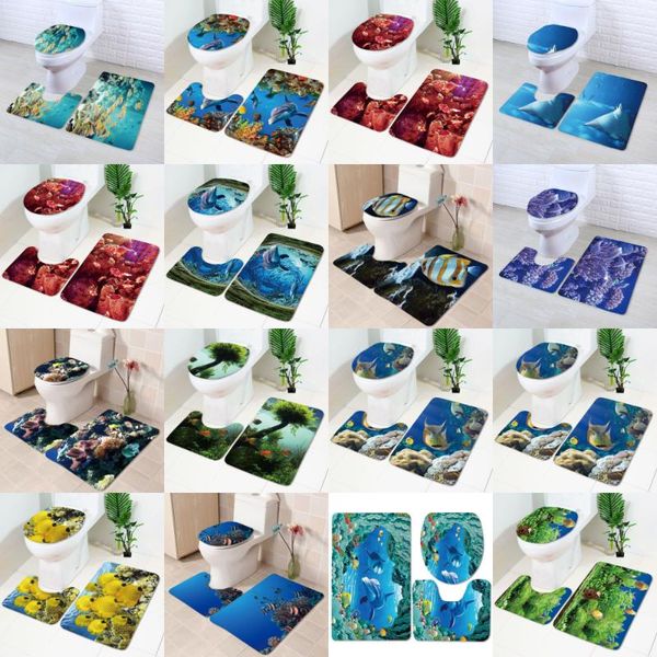 

bath mats christmas printed mat toilet three-piece foot bathroom door