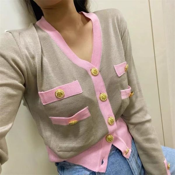 

women's sweaters cbafu autumn winter loose knitted cardigans lion button long sleeve sweater women v-neck knit coat 2021 casual pockets, White;black