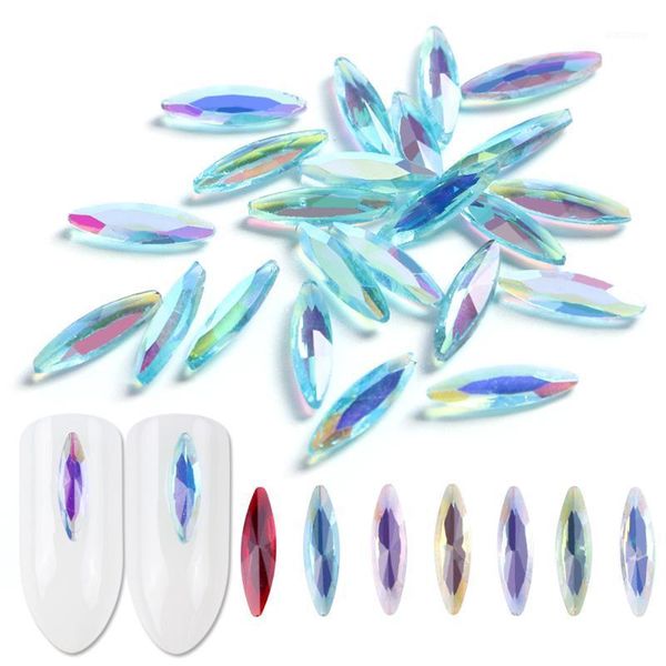 

10pcs crystal ab nail art rhinestones 3d long horse eye charms strass gem stones decoration manicure jewelry ji8941, Silver;gold