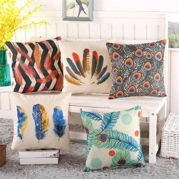 

cushion/decorative pillow 45x45cm colorful feather printed sofa cushion cover home living room throw pillowcase chair seat decor