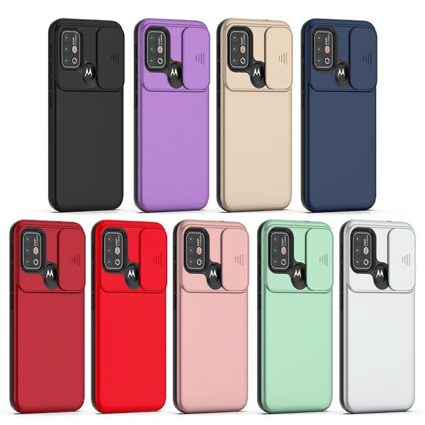 Custodie per telefoni Per Motorola MOTO G10 G30 ONE Fusion E6 E7 POWER TPU PC Armatura Slide Window Push Protezione completa dell'obiettivo della fotocamera Cover posteriore