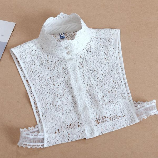 

bow ties lace embroidery ruffle stand fake collar for women shirt false elegant detachable collars faux col, Black;gray
