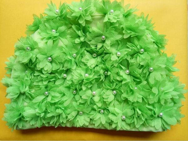 

europe and the style manual stereoscopic pearl green flowers cover ear hair bikini swimming female cap caps