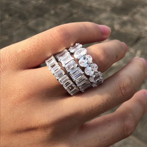 

fashion oval cut moissanite diamond ring 100% original 925 sterling silver engagement wedding band rings for women jewelry gift, Slivery;golden