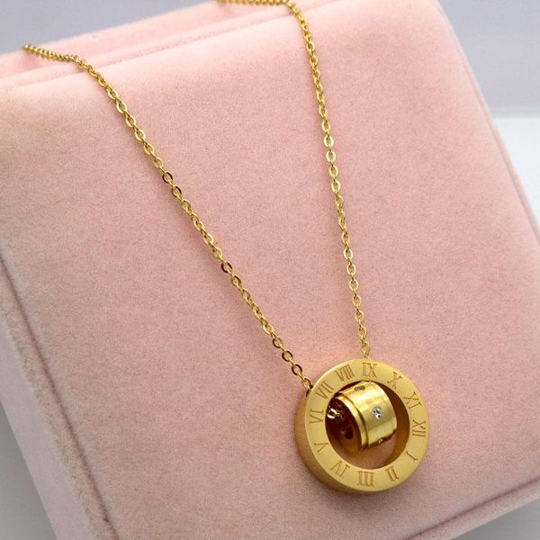 

pendant necklaces ly fashion women men stainless steel roman numerals rhinestone couple lover pandent necklace jewelry gifts fif66, Silver