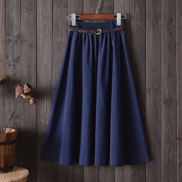 

skirts spring mid long a-line skirt umbrella little fresh student, Black