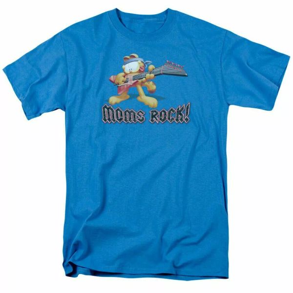 

garfield moms rock t shirt mens licensed cat jim davis comic tee turquoise, White;black