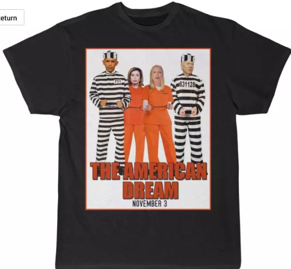 

trump 2020 the american dream biden obama hillay pelosi men's short sleeve tee, White;black