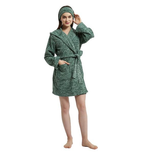 

towel merrylife women green marble fleece warm bathrobe nightwear kimono dressing gown sleepwear plus size bath robe for ladies