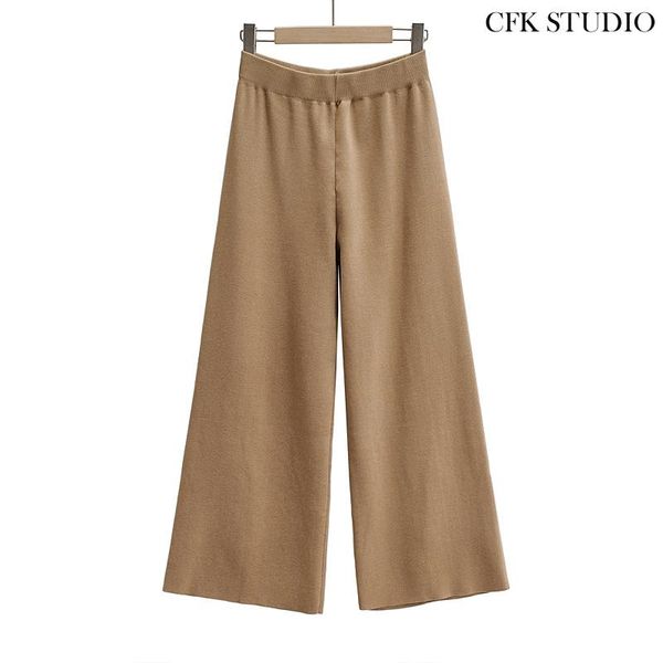 

women's pants & capris za women basic long with high wasit solid knitted wide leg, Black;white