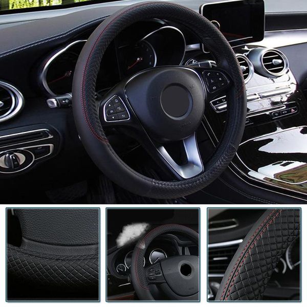 

steering wheel covers breathable cover leather non-slip pu sports 14.5-15inch
