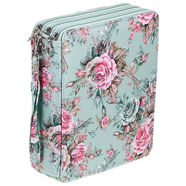 

slots colored pencil case with compartments holder for watercolor pencils(rose) bags