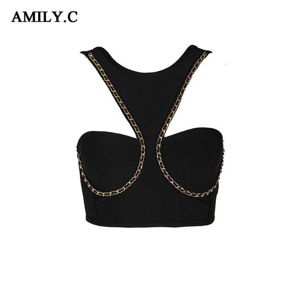 

women's tanks & camis amily.c 2021 summer women bandage tank bodycon chain fashion club celebrity party black wholesale vestid, White