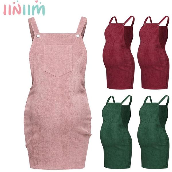 

maternity dresses women pregnant corduroy nursing solid color breastfeeding sleeveless pregnancy strap dress summer, White