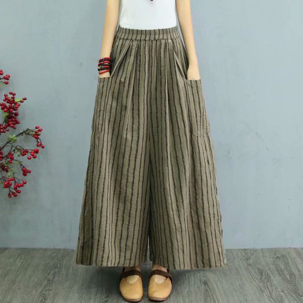

jean spring vertical stripes portrait the women of cotton lines women's electrical belt wide legs casual loose pants c3v3, Blue