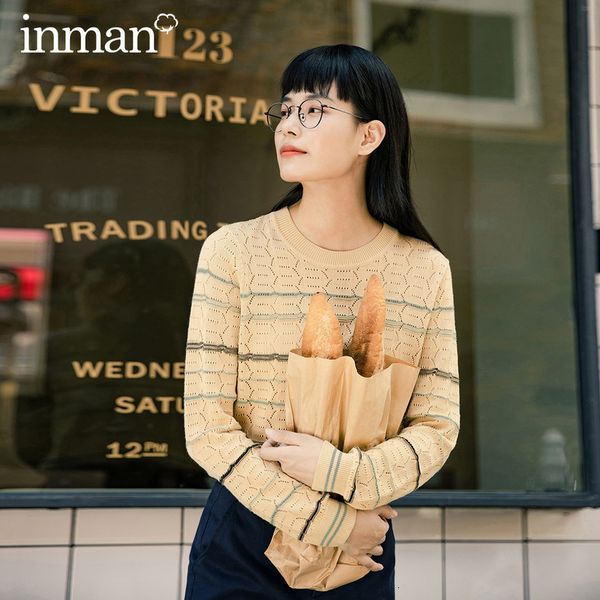 

sweater autumn winter arrival fashion literary hollow stripe slim rib long sleeve pullover cotton sweater ska1, White;black