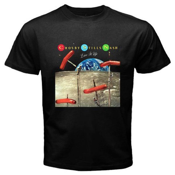 

crosby, stills & nash live it up men's black t-shirt size s-3xl, White;black