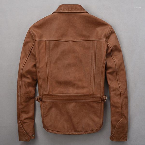 

men's leather & faux brown american 2021 casual style genuine jacket men plus size 3xl real natural cowhide autumn slim fit thick coat, Black