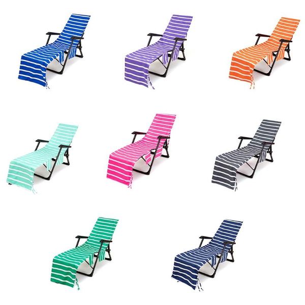 

towel striped printed chaise lounge chair cover beach bath with side pockets for outdoor patio lawn sun lounger holiday