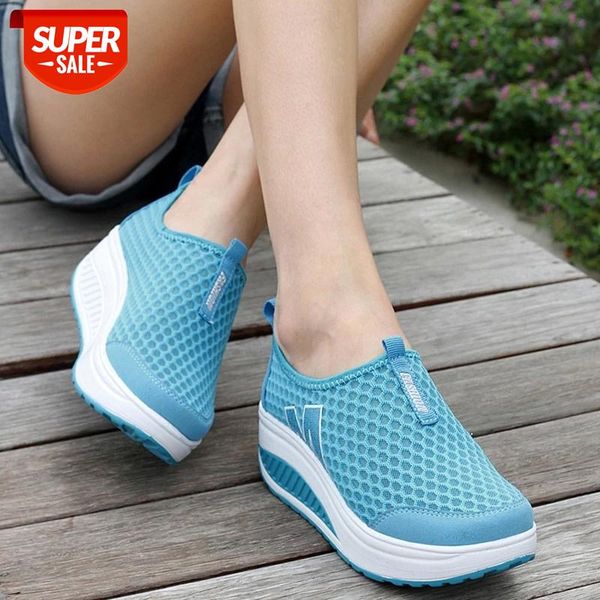 

new women's shoes casual fashion walking platform height increasing women loafers breathable air mesh swing wedges shoe #r76c