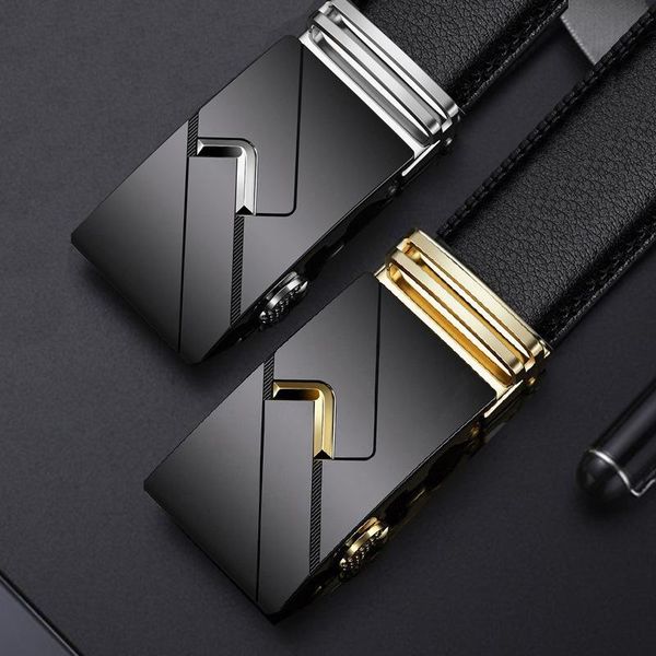 

belts belt men 100% good quality cowskin genuine luxury leather men's for men,strap male metal automatic buckle, Black;brown