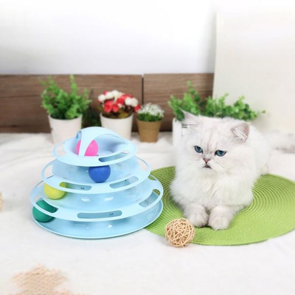 

cat toys pet iq training 4-layer kittens entertainment disc turntable amusement plate with balls