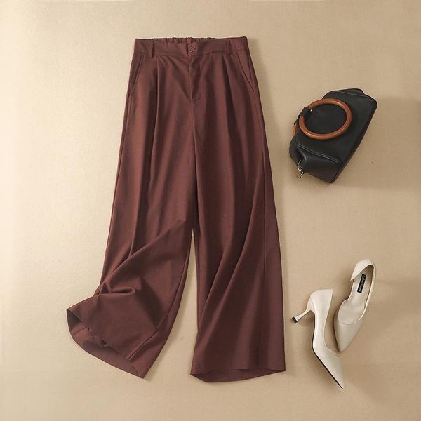 

women's pants & capris limiguyue summer women cotton linen solid loose ankle trousers pantalones casual pocket pleated wide leg pant 6c, Black;white