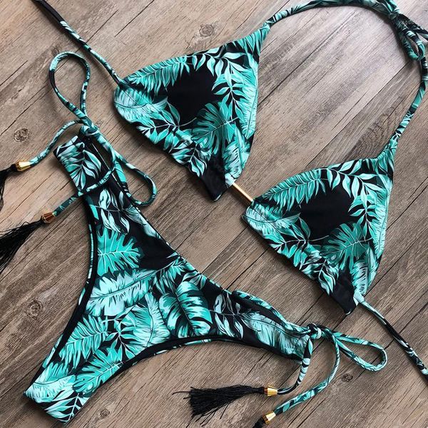 

leopard print bikini solid color women's swimsuit strap split swimwear, White;black