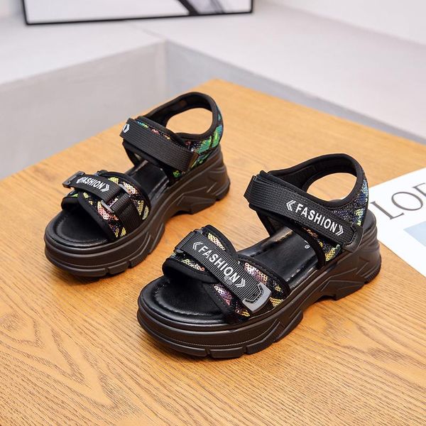 

sandals 2021 women summer fashion women's platform sports round head comfortable open toe, Black